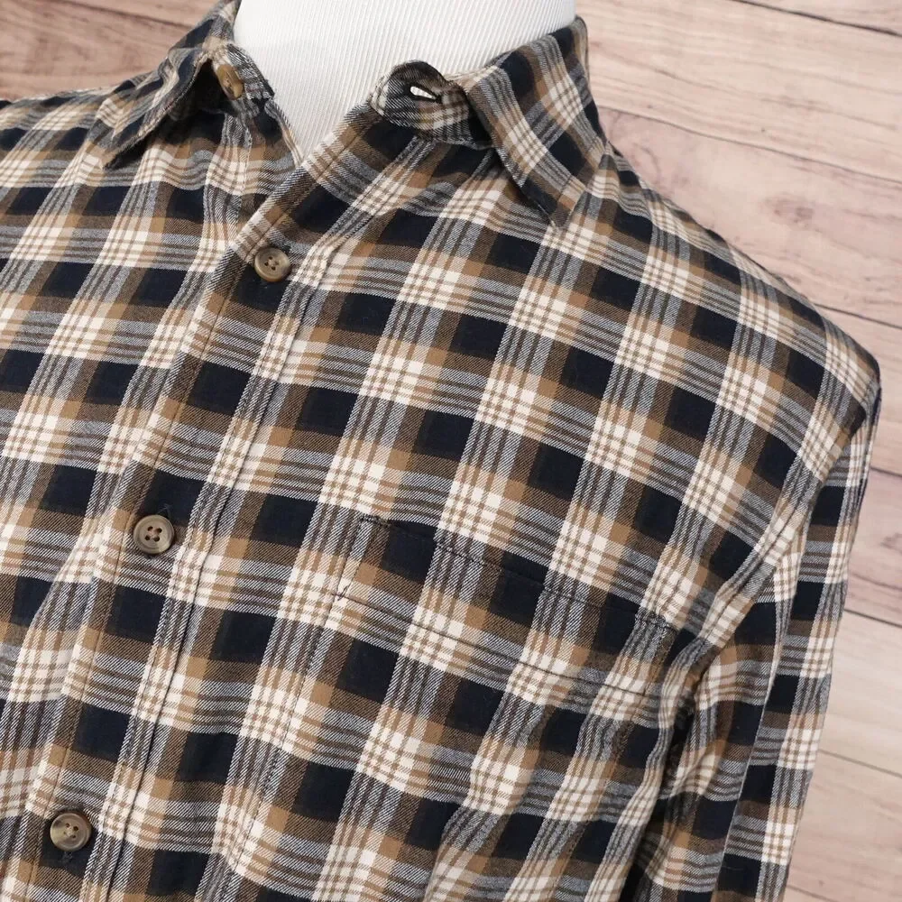 BANANA REPUBLIC UNTUCKED FIT‎ LIGHTWEIGHT FLANNEL LIKE BUTTON UP SHIRT MENS SZ L